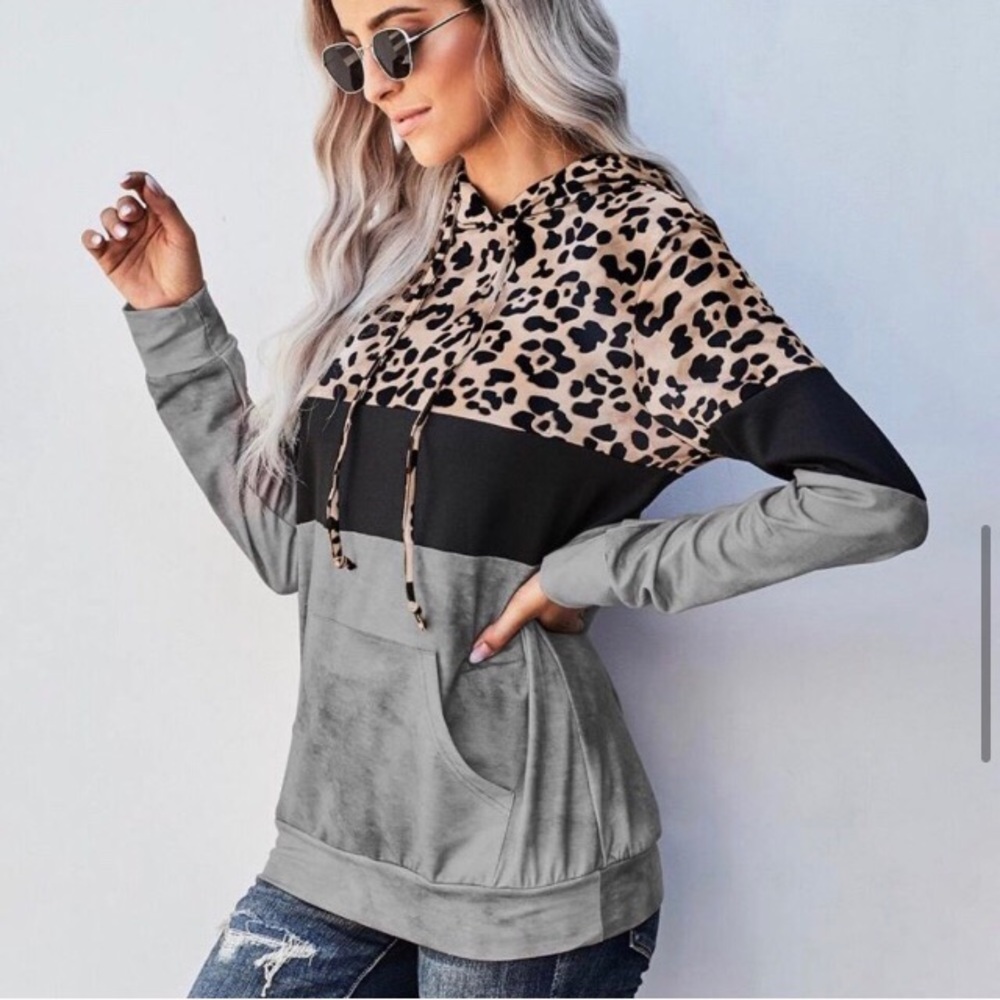 NEW Leopard & TieDye Colorblock Hoodie